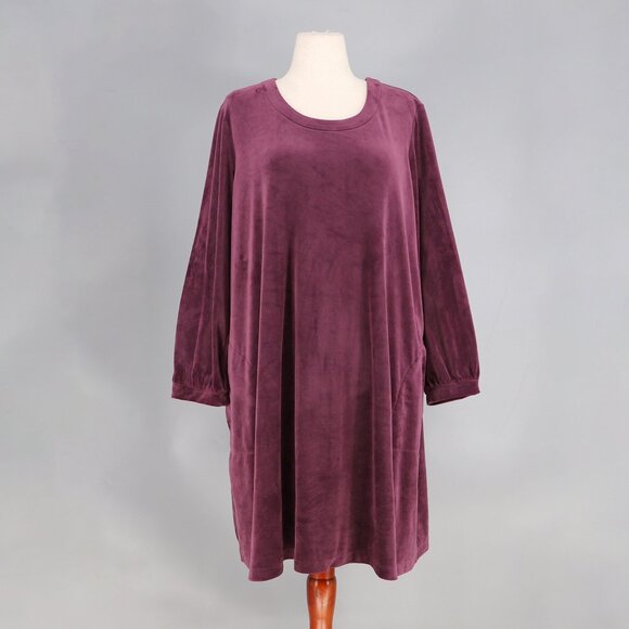 J. Jill Dresses & Skirts - J.JILL PureJill Plush Velour Tunic Dress Long Sleeve Plum Purple Size XL